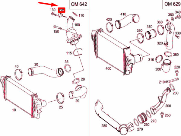 MERCEDES-BENZ ML W164 Charge Air Line Bracket A6420981239 ORIGINAL - Image 3