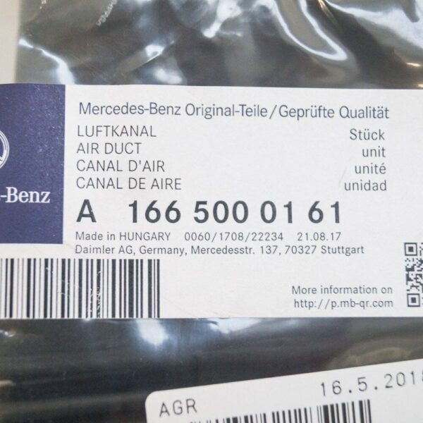 MERCEDES-BENZ M-CLASS W166 ORIGINAL Air Duct A1665000161 2013 3.0 BiTurbo - Image 4