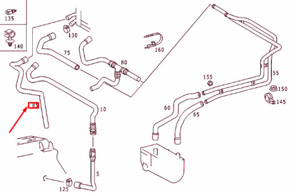 MERCEDES-BENZ SPRINTER 903 Heater To Engine Return Hose A9018322823 ORIGINAL - Image 2