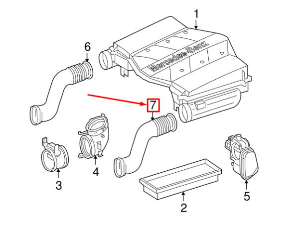 MERCEDES-BENZ ML W164 Left Air Intake Duct Hose A1645051361 ORIGINAL - Image 2