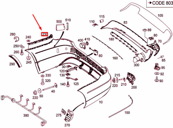 MERCEDES-BENZ E W212 Rear Bumper Left Side Stability A2128801330 ORIGINAL - Image 2