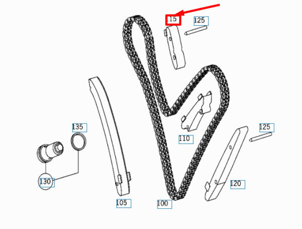 MERCEDES-BENZ S W220 Right Upper Timing Chain Guide A1370520416 ORIGINAL - Image 3