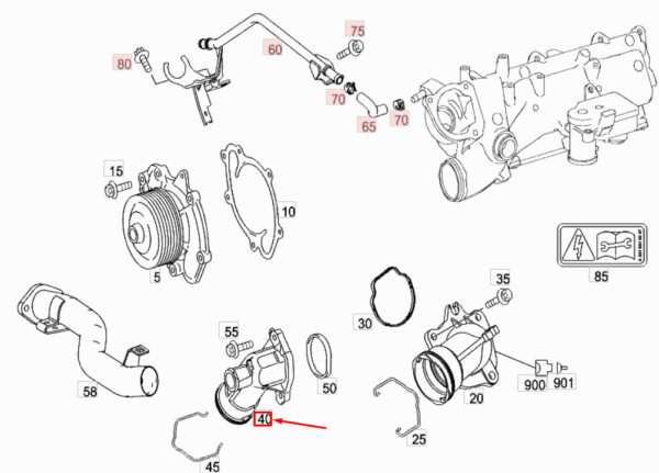 MERCEDES-BENZ VIANO W639 Engine Coolant Pipe Fitting A6422000556 ORIGINAL - Image 3