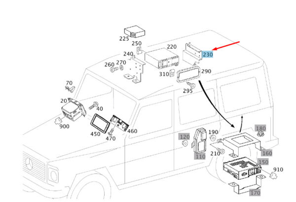 MERCEDES-BENZ G W463 CD Player Bracket A4635405673 ORIGINAL - Image 2