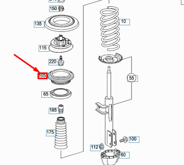 MERCEDES-BENZ C S203 Front Strut Bearing A0009812306 ORIGINAL - Image 3