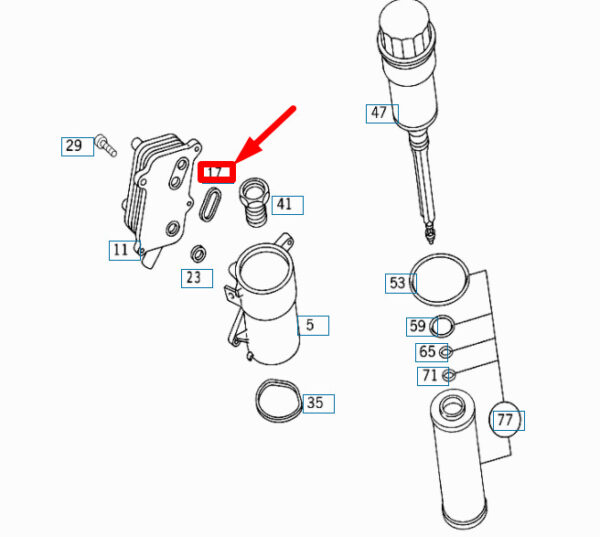 MERCEDES-BENZ SL R129 Engine Oil Cooler Gasket A1121840261 ORIGINAL - Image 3