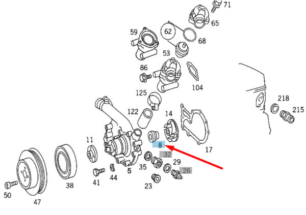MERCEDES-BENZ SL R129 Water Pump Seal A0002019819 ORIGINAL - Image 3