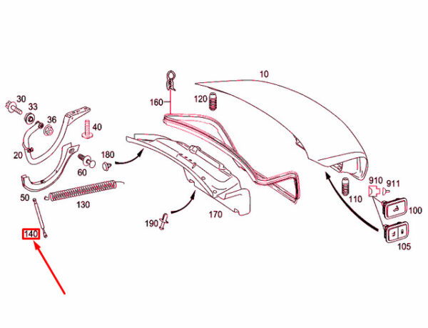 MERCEDES-BENZ S W221 Rear Lid Spring Damper A2217500236 ORIGINAL - Image 2