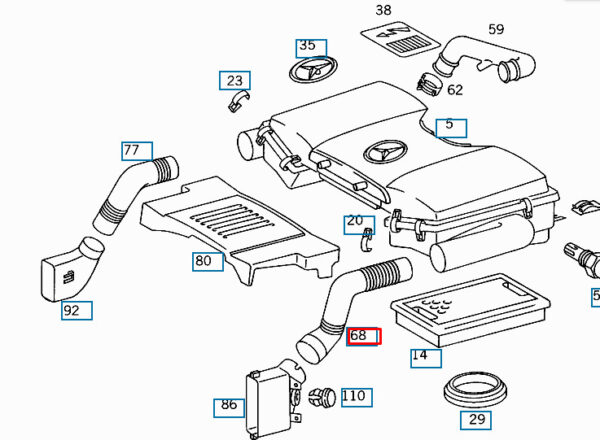 MERCEDES BENZ S W140 Right Air Inlet Hose A1190947582 ORIGINAL - Image 2