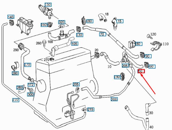MERCEDES-BENZ C W203 Heater Hose RHD A2038302696 ORIGINAL - Image 2