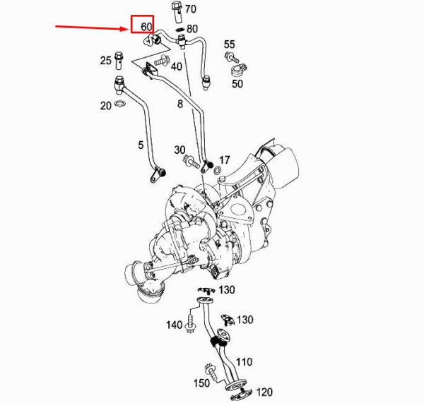 MERCEDES-BENZ C W205 Turbocharger Oil Line A6511801920 ORIGINAL - Image 3