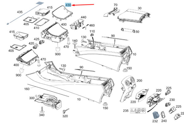 MERCEDES-BENZ C W205 Stowage Compartment Trim Strip A2056831300 ORIGINAL - Image 3