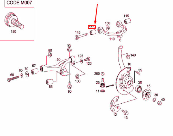 MERCEDES-BENZ ML W164 Front Upper Control Arm Bushing A2513330114 ORIGINAL - Image 2