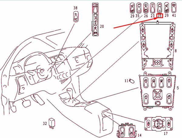 MERCEDES-BENZ ML W163 Rear Window Switch A1638200410 ORIGINAL - Image 2