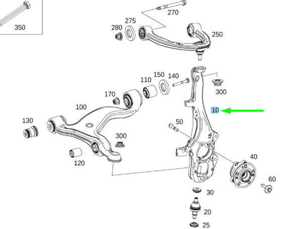 MERCEDES-BENZ GLE W167 Front Left Steering Knuckle A1673322500 ORIGINAL - Image 3