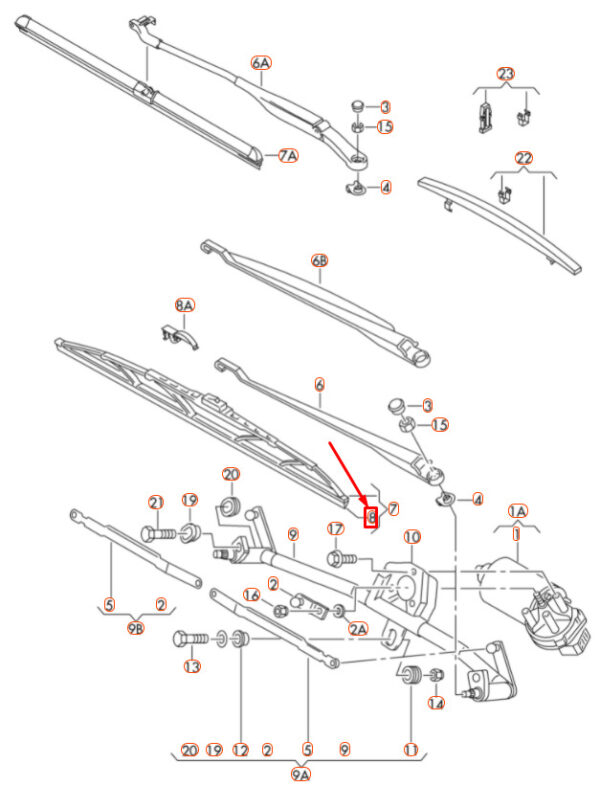 AUDI A4 B76 Front Wiper Blade Rubber Set 1J0955429A ORIGINAL - Image 4