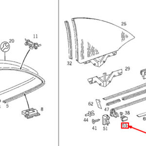 MERCEDES-BENZ CLK C208 Rear Right Side Window Seal A2086731098 ORIGINAL