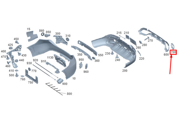 MERCEDES-BENZ GLC X254 Rear Right Tailpipe Trim Strip A2548858400 ORIGINAL - Image 2