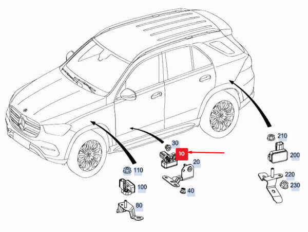 MERCEDES-BENZ GLE W167 Acceleration Sensor A0009057700 ORIGINAL - Image 2