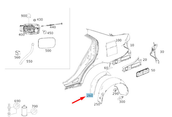 MERCEDES-BENZ C W204 Rear Fender Dampening A2046980022 ORIGINAL - Image 2