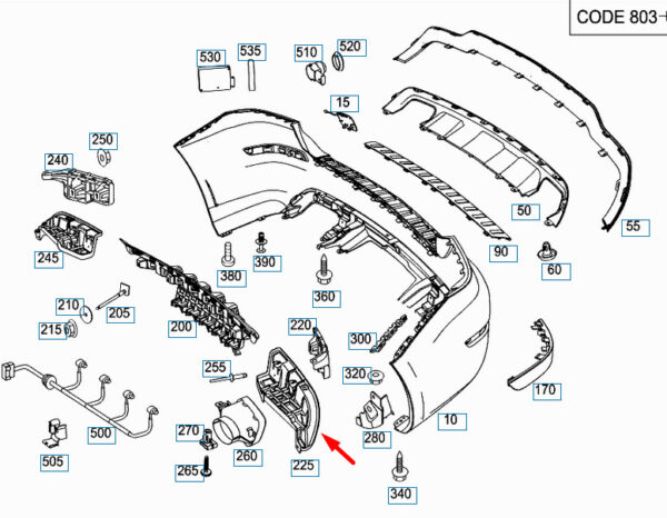 MERCEDES-BENZ GLK-CLASS X204 Rear Left Bumper Bracket A2048856165 ORIGINAL - Image 2