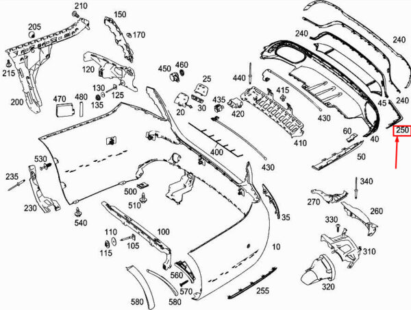 MERCEDES-BENZ E W213 Rear Right Bumper Trim Strip A2138854801 ORIGINAL - Image 2