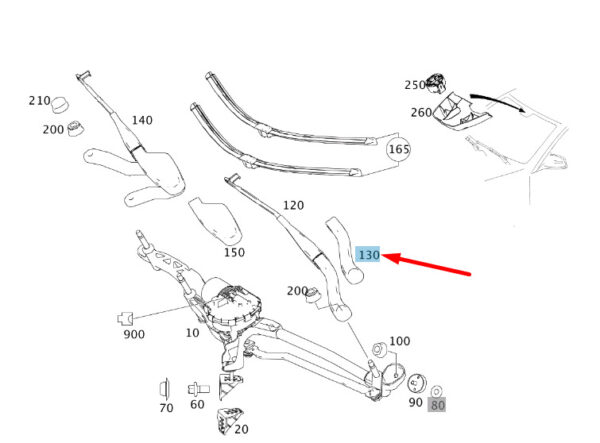 MERCEDES-BENZ C W204 Windshield Wiper Right Cover RHD A2048320341 ORIGINAL - Image 2