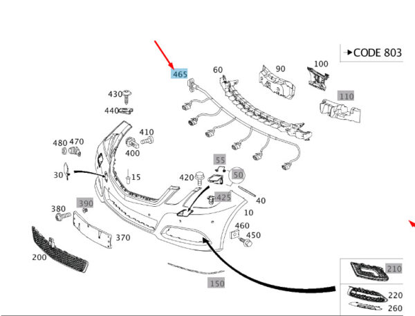 MERCEDES-BENZ E W212 Front Bumper Wiring Harness A2125404300 ORIGINAL - Image 2