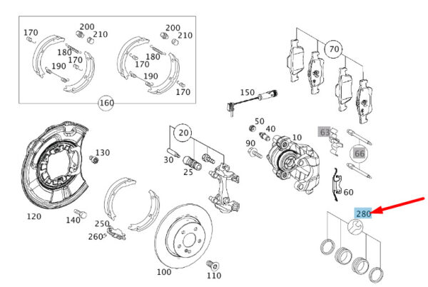 MERCEDES-BENZ E W211 Rear Disc Brake Caliper Repair Kit A0004219986 ORIGINAL - Image 2
