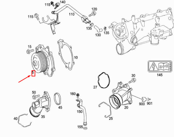 MERCEDES-BENZ E Cabrio A207 Engine Water Pump A6422002101 ORIGINAL - Image 2