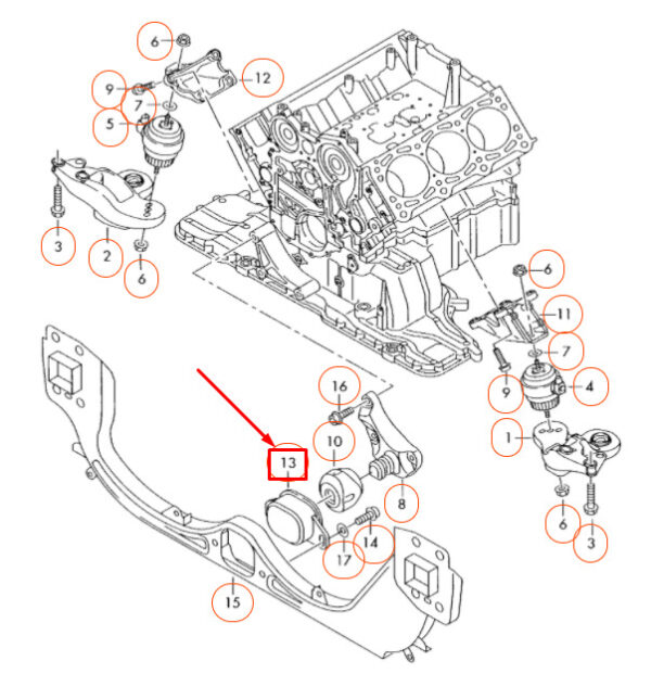 AUDI A6 C6 Engine Front Stop Mount 4F0199335C ORIGINAL - Image 4