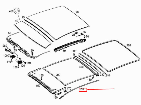 MERCEDES-BENZ A W177 Right Sliding Sunroof Seal A1777820200 ORIGINAL - Image 2