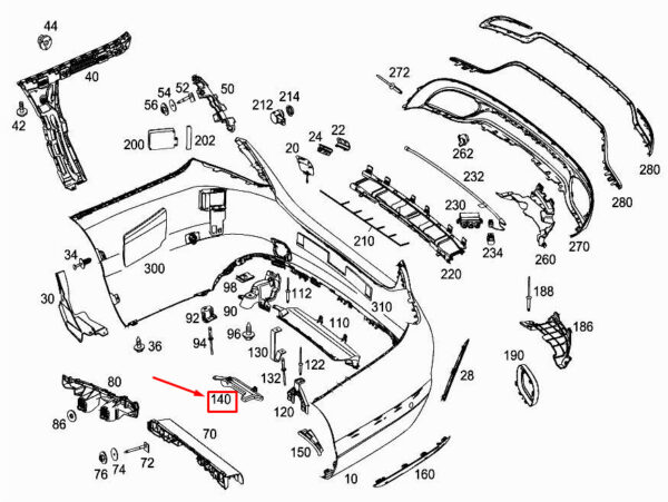 MERCEDES-BENZ C W205 Rear Left Bumper Area Cover A2058851700 ORIGINAL - Image 2