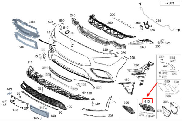 MERCEDES-BENZ CLA C118 Front Left Lower Bumper Cover A1188856603 ORIGINAL - Image 2