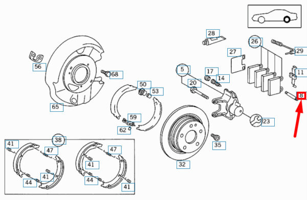 MERCEDES-BENZ E W210 Rear Disc Brake Caliper Guide Pin A0019911660 ORIGINAL - Image 2