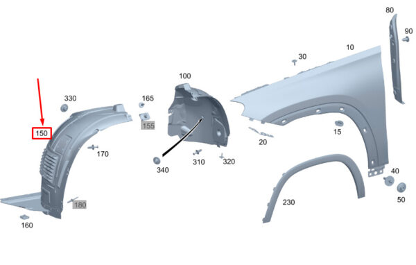 MERCEDES-BENZ GLS X167 Front Left Arch Liner Front Part A1676900910 ORIGINAL - Image 2