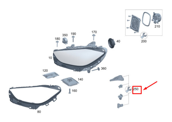 MERCEDES-BENZ C W206 Right Headlight Holder Repair Kit A2068209800 ORIGINAL - Image 2