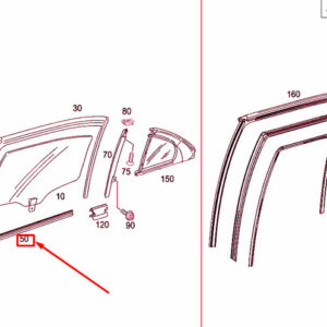 MERCEDES-BENZ S W221 Rear Left Door Inside Sealing Rail A2217300424 ORIGINAL