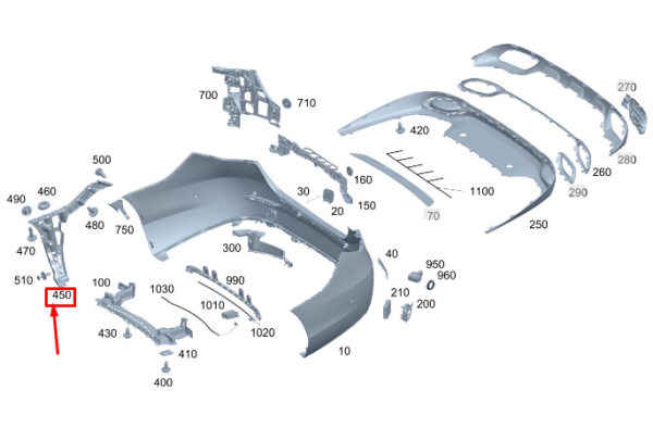 MERCEDES-BENZ C W206 Rear Right Bumper Lateral Support A2068850801 ORIGINAL - Image 2