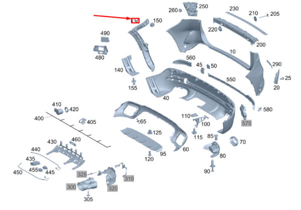 MERCEDES-BENZ GLA H247 Rear Right Bumper Lateral Support A2478851200 ORIGINAL - Image 2