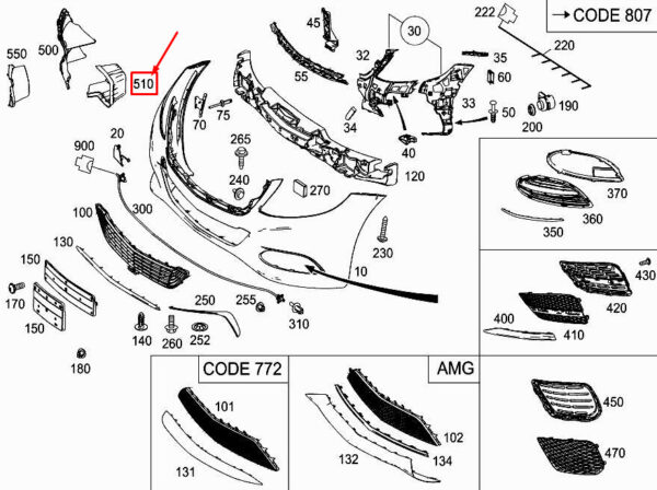 MERCEDES-BENZ S W222 Front Right Bumper Air Duct Cover A2228850423 ORIGINAL - Image 2