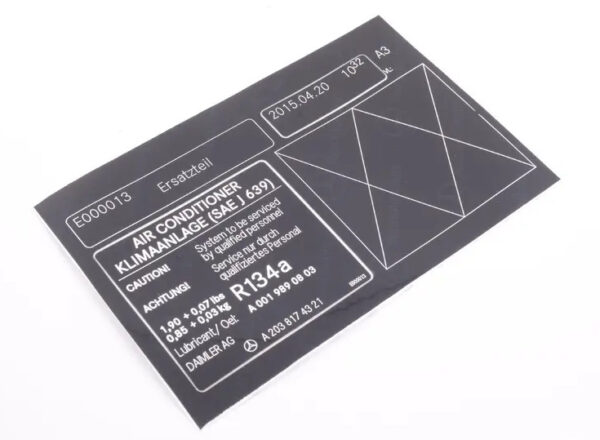 MERCEDES-BENZ C W203 Refrigerant Guide Sign A2038174321 ORIGINAL