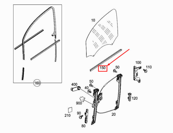 MERCEDES-BENZ CITAN W415 Front Left Window Sealing Rail A4157250165 ORIGINAL - Image 2