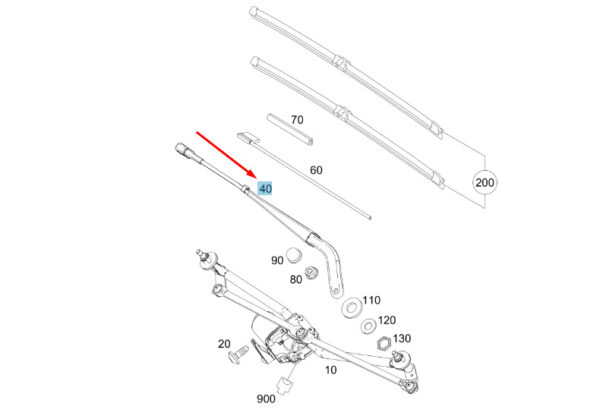 MERCEDES-BENZ SPRINTER W907 Front Right Wiper Arm LHD A9108203300 ORIGINAL - Image 2