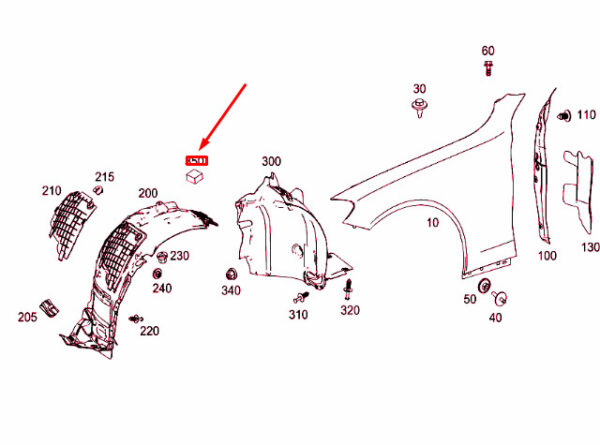 MERCEDES-BENZ C-CLASS W205 Front Fender Spacer Element A2059880102 ORIGINAL