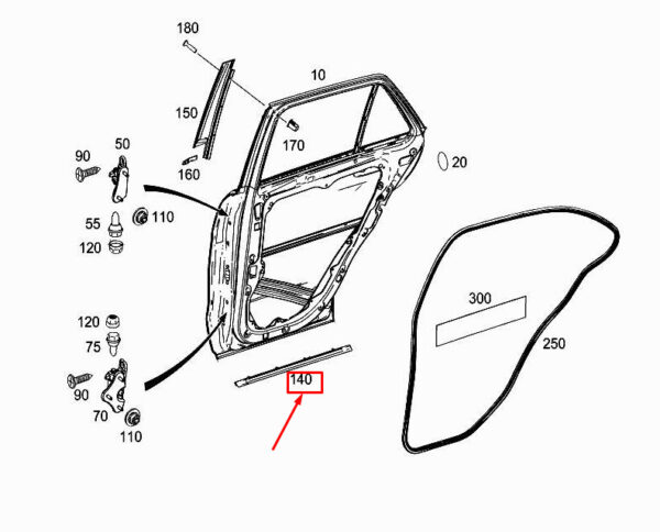 MERCEDES-BENZ ML W166 Rear Right Bottom Door Cover Strip A1666980462 ORIGINAL - Image 2