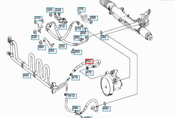 MERCEDES-BENZ C W204 Power Steering Return Hose A2044660181 ORIGINAL - Image 2