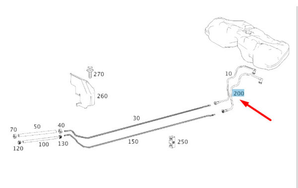 MERCEDES-BENZ GL W164 Fuel Return Line A1644702464 ORIGINAL - Image 2