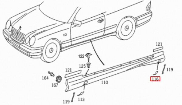 MERCEDES BENZ CLK C208 Right Rear Jack Covering A2086986830 ORIGINAL