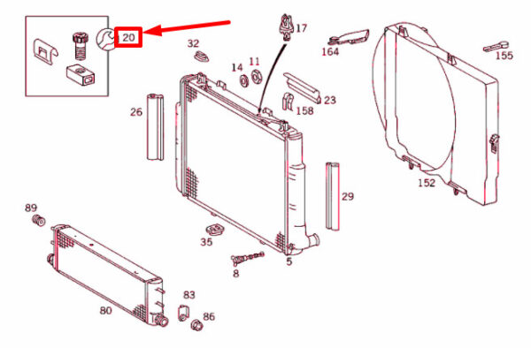 MERCEDES-BENZ S W140 Radiator Mount Repair Kit A0005000603 ORIGINAL - Image 2